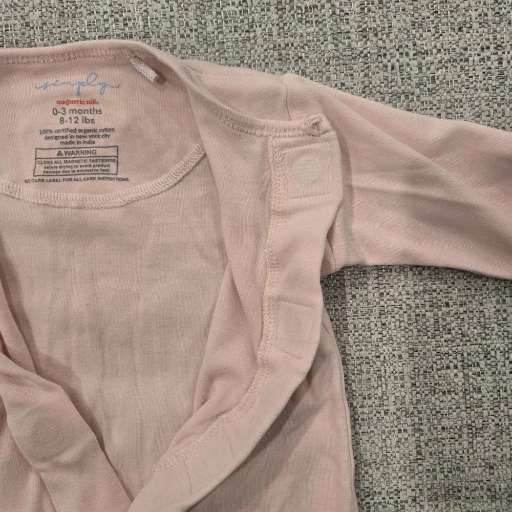 Simply Magnetic Me Pink Footie Sleeper Organic Cotton 0-3 Months
